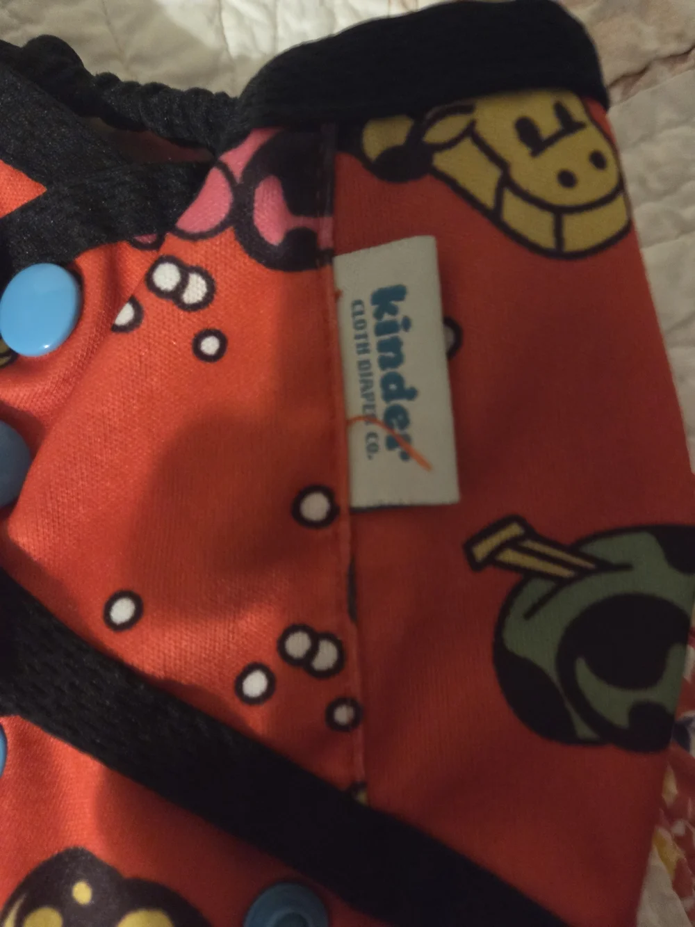 Kinder Red Reusable Kid Cloth Diaper Cover Unused Hungry Hippo As Cow Game Print